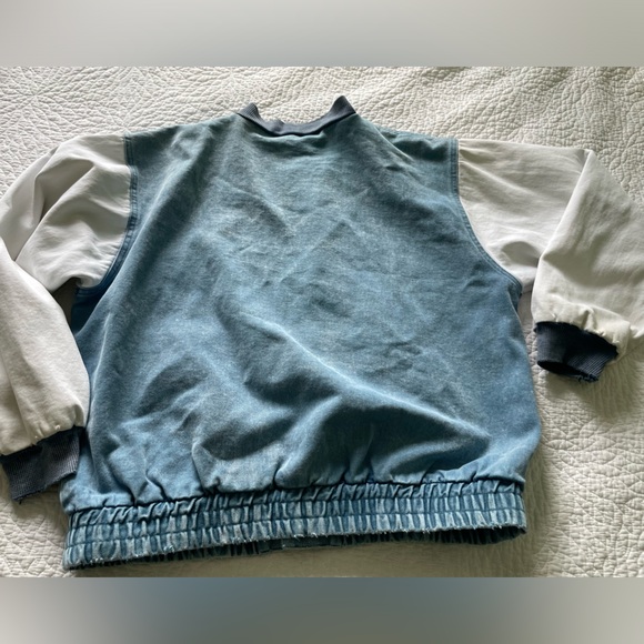 Vintage 1990s Varsity Bomber Style Denim Jacket Mens Medium Womens up to XL - Picture 2 of 13